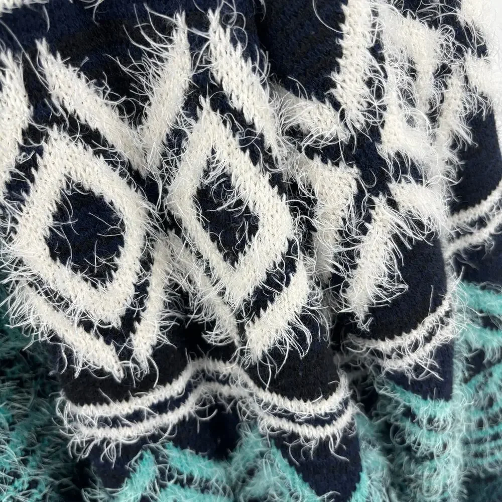 Lane Bryant Longline Eyelash Open Front Cardigan 14 16 Teal Soft Southwestern